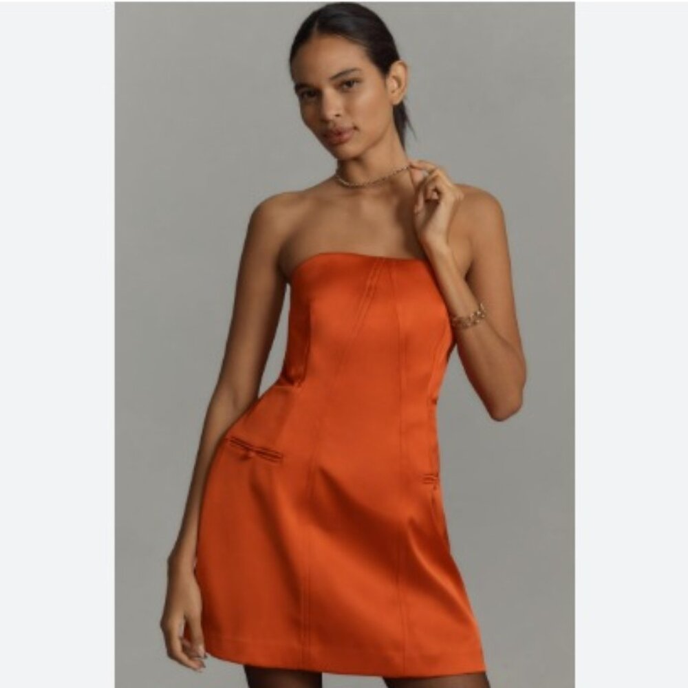 Brand New By Anthropologie Strapless Sculpted Mini Dress